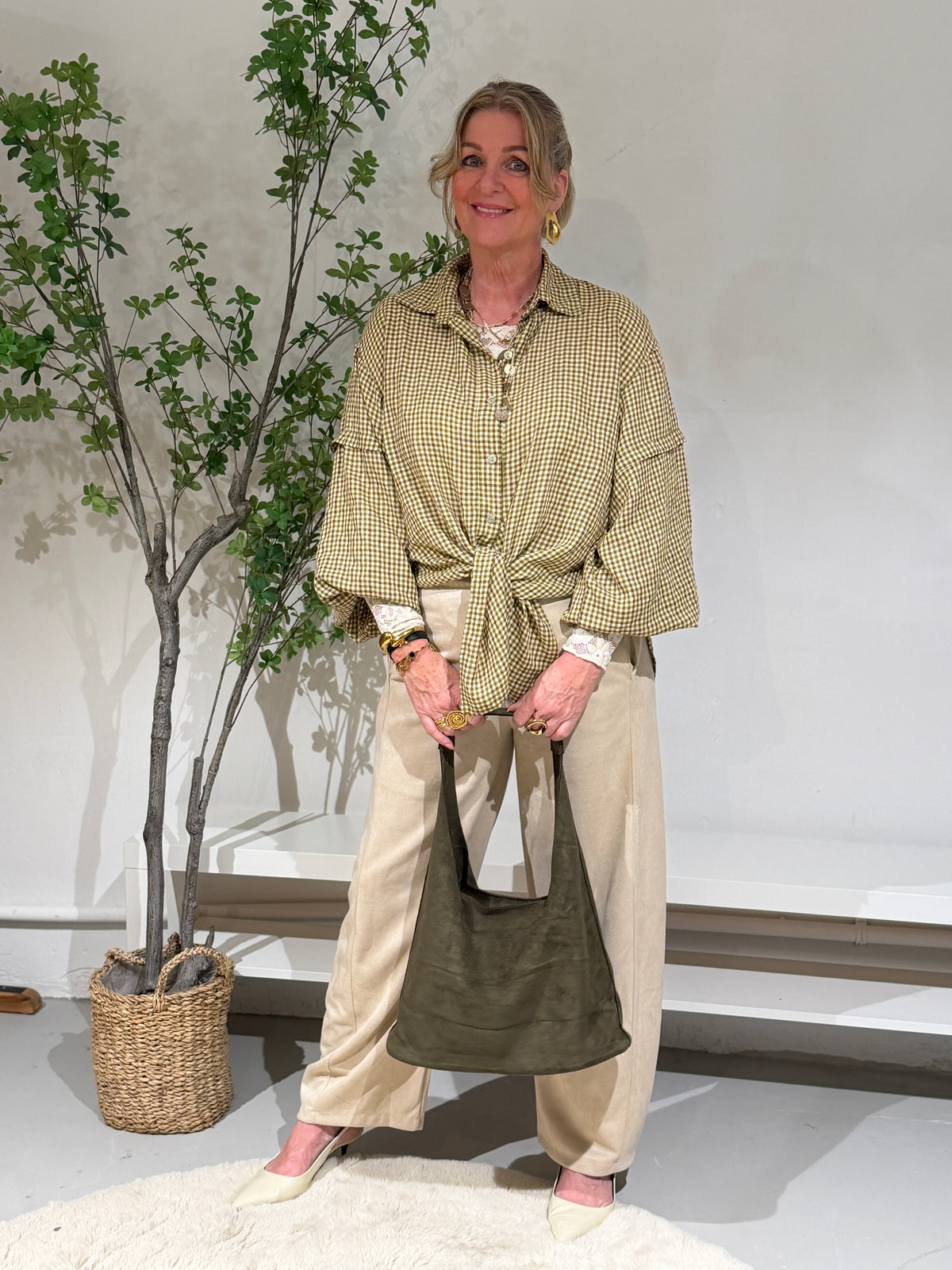 KNOOP BLOUSE RUIT - GROEN