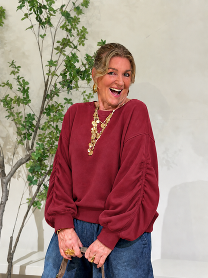 RUCHE SWEATER - BORDEAUX