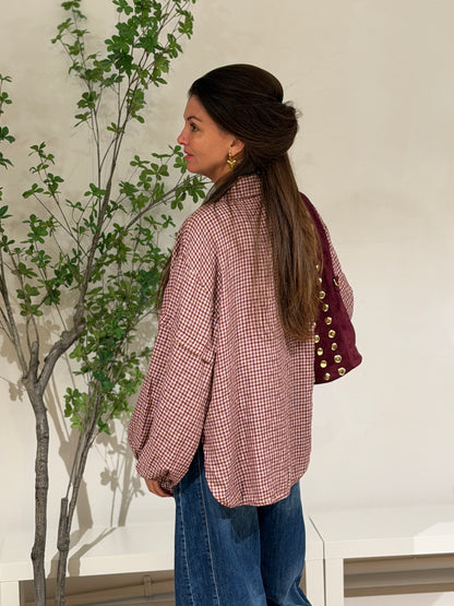 KNOOP BLOUSE RUIT - BORDEAUX