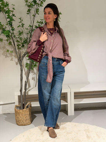KNOOP BLOUSE RUIT - BORDEAUX