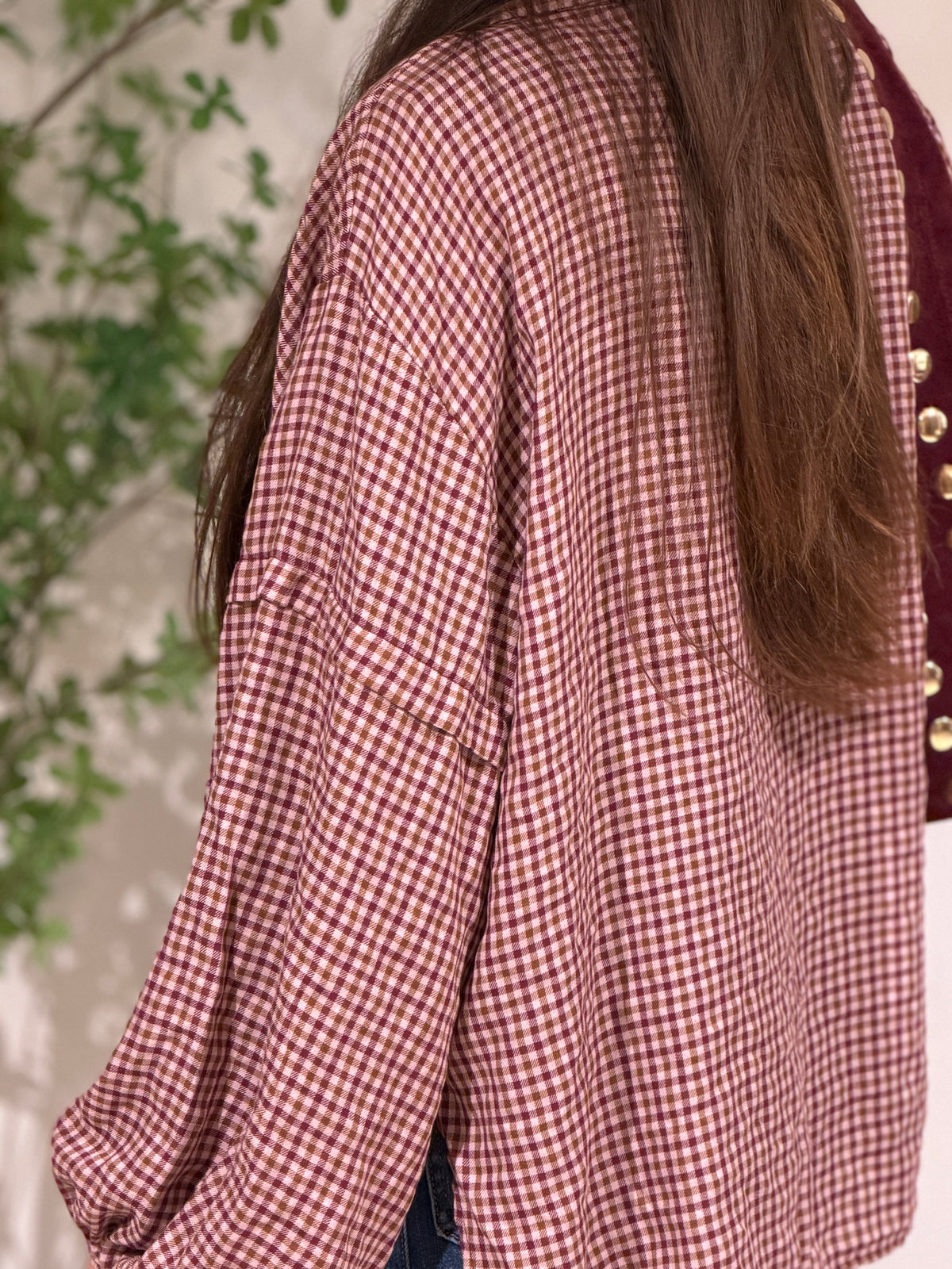 KNOOP BLOUSE RUIT - BORDEAUX