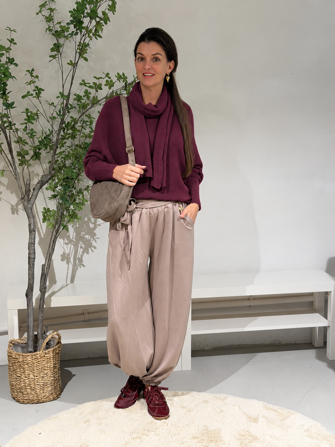 WENDY SWEATER+SJAAL - BORDEAUX