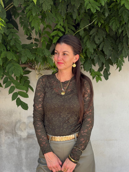 JOSS LACE TOP - GROEN