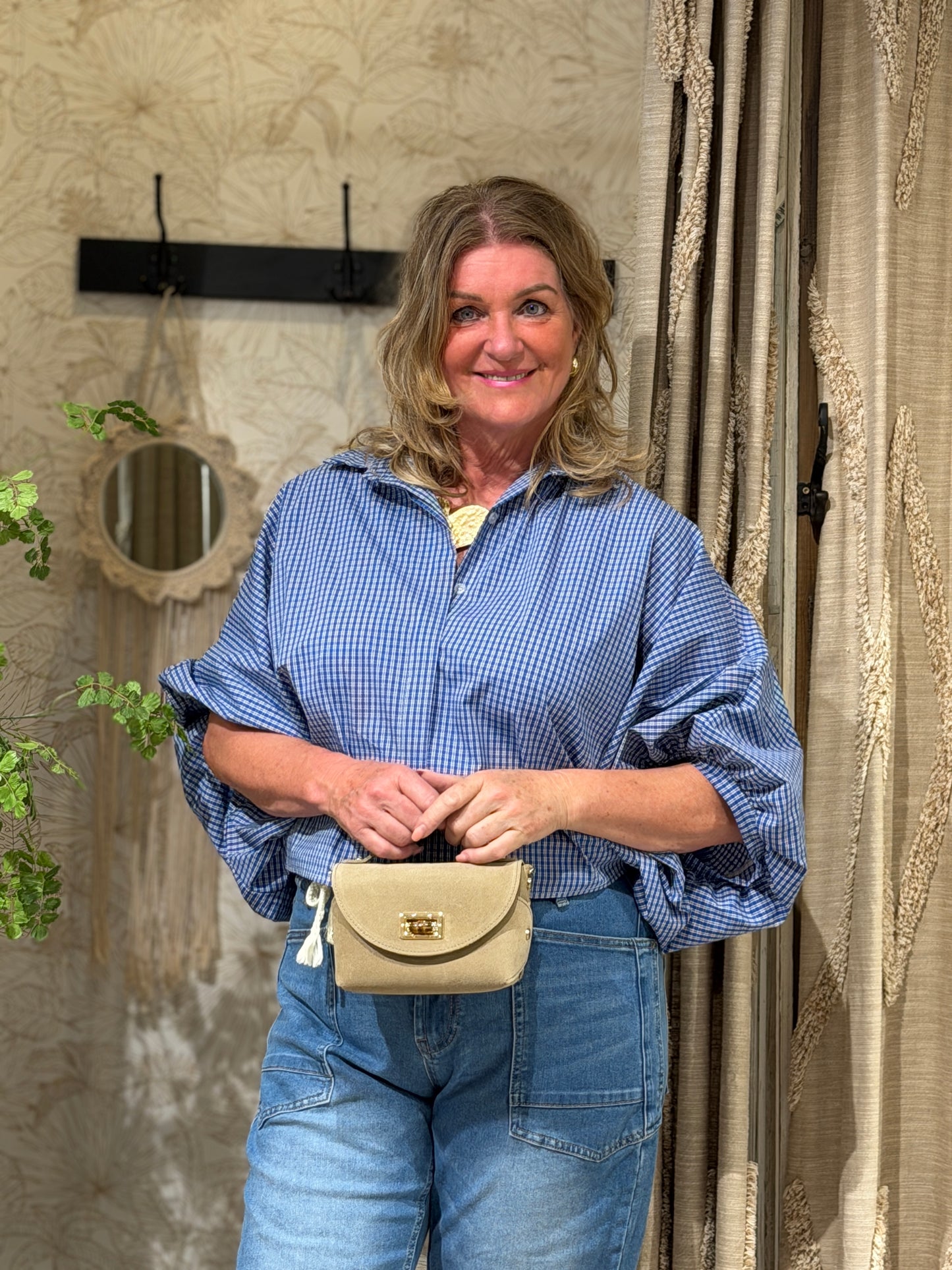 BALI BLOUSE RUIT - BLAUW