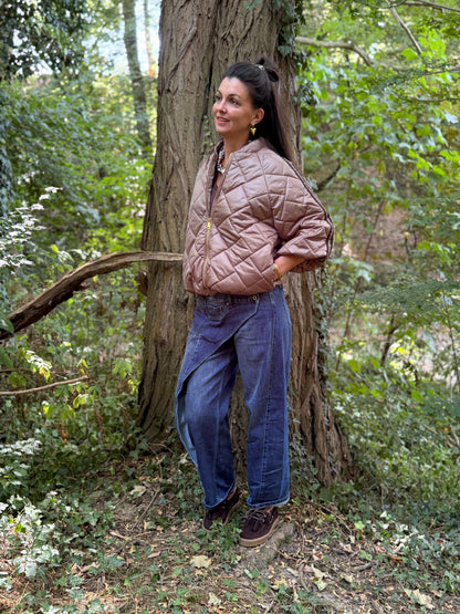 PUFFER JAS - TAUPE