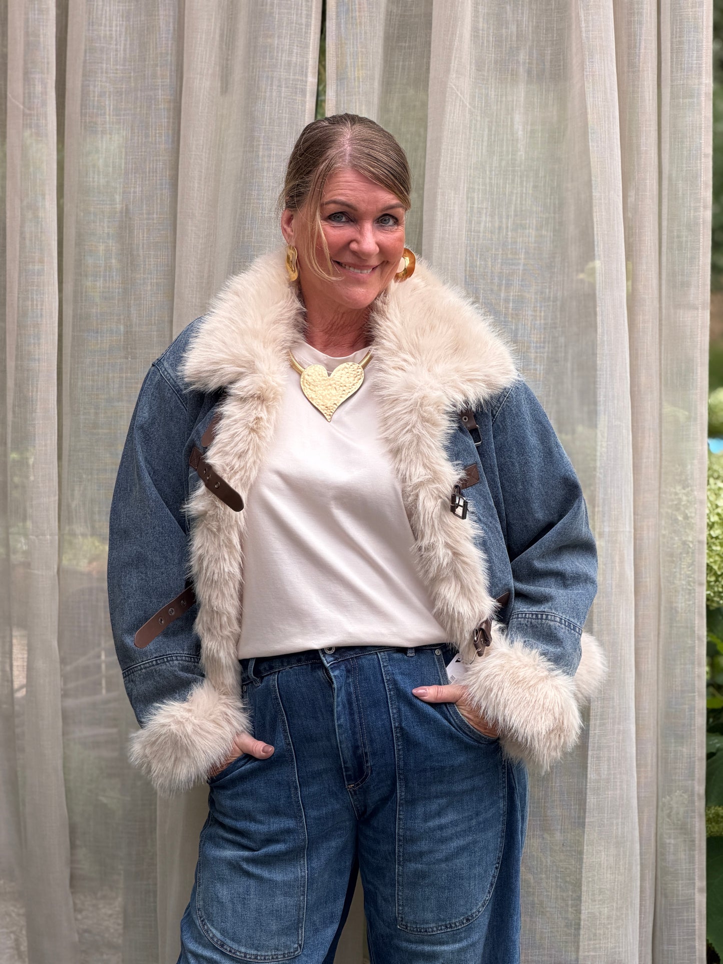 MILA FAUX FUR DENIM JACKET
