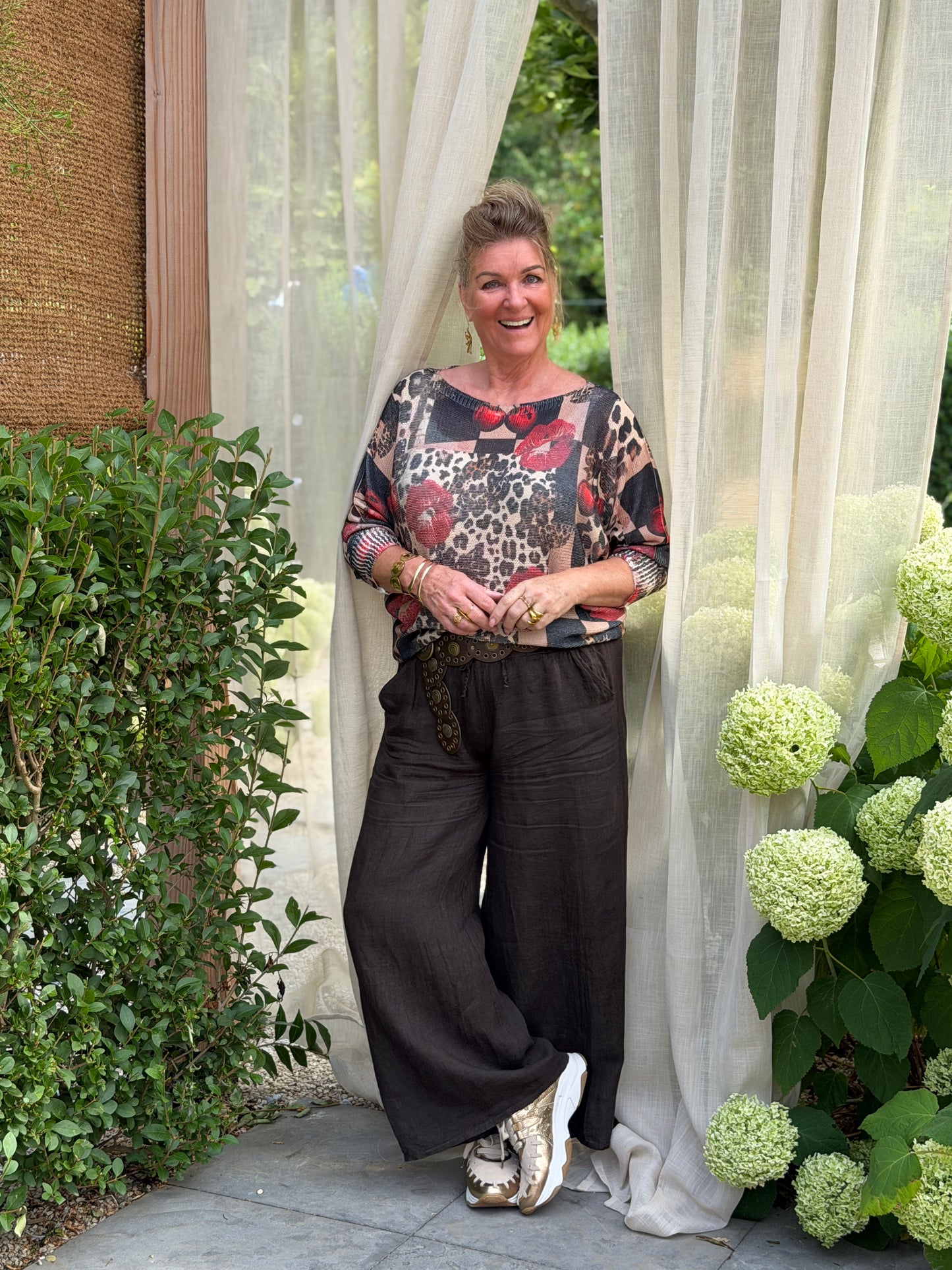 LINNEN BROEK - BRUIN