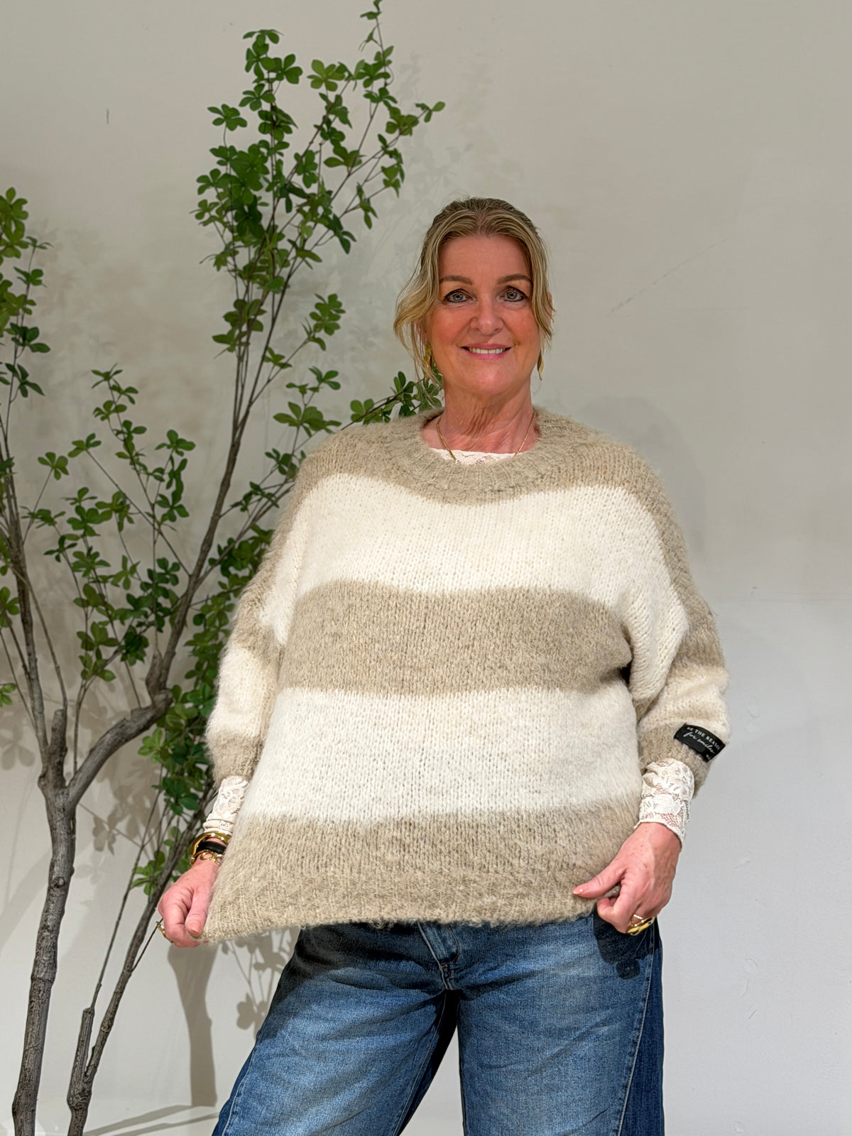 STRIPE TRUI - BEIGE