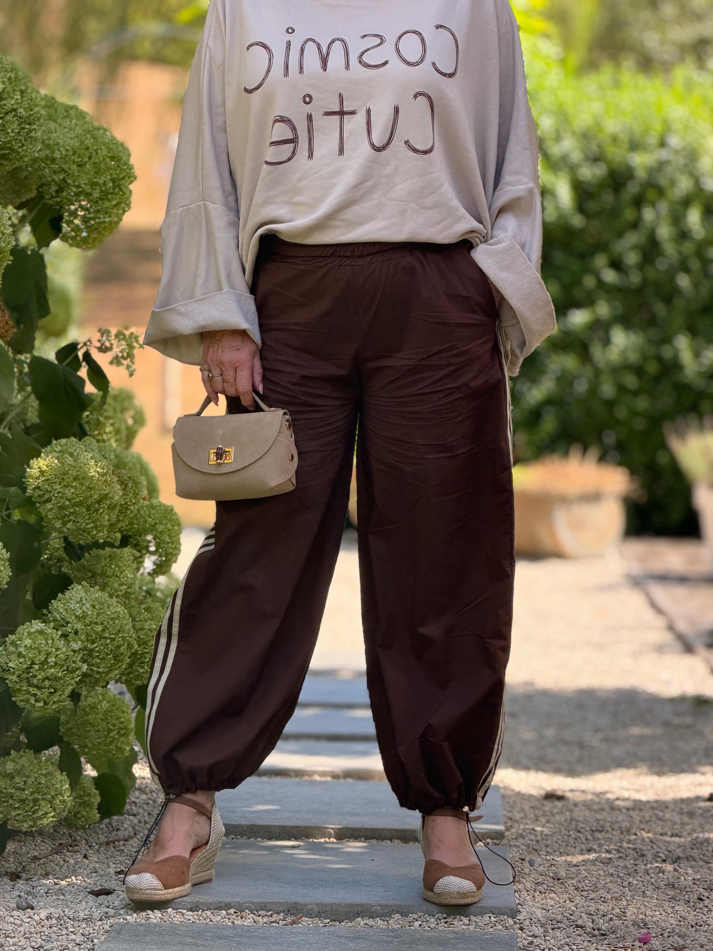 BALLOON STRIPE BROEK - BRUIN