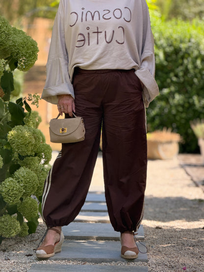 BALLOON STRIPE BROEK - BRUIN