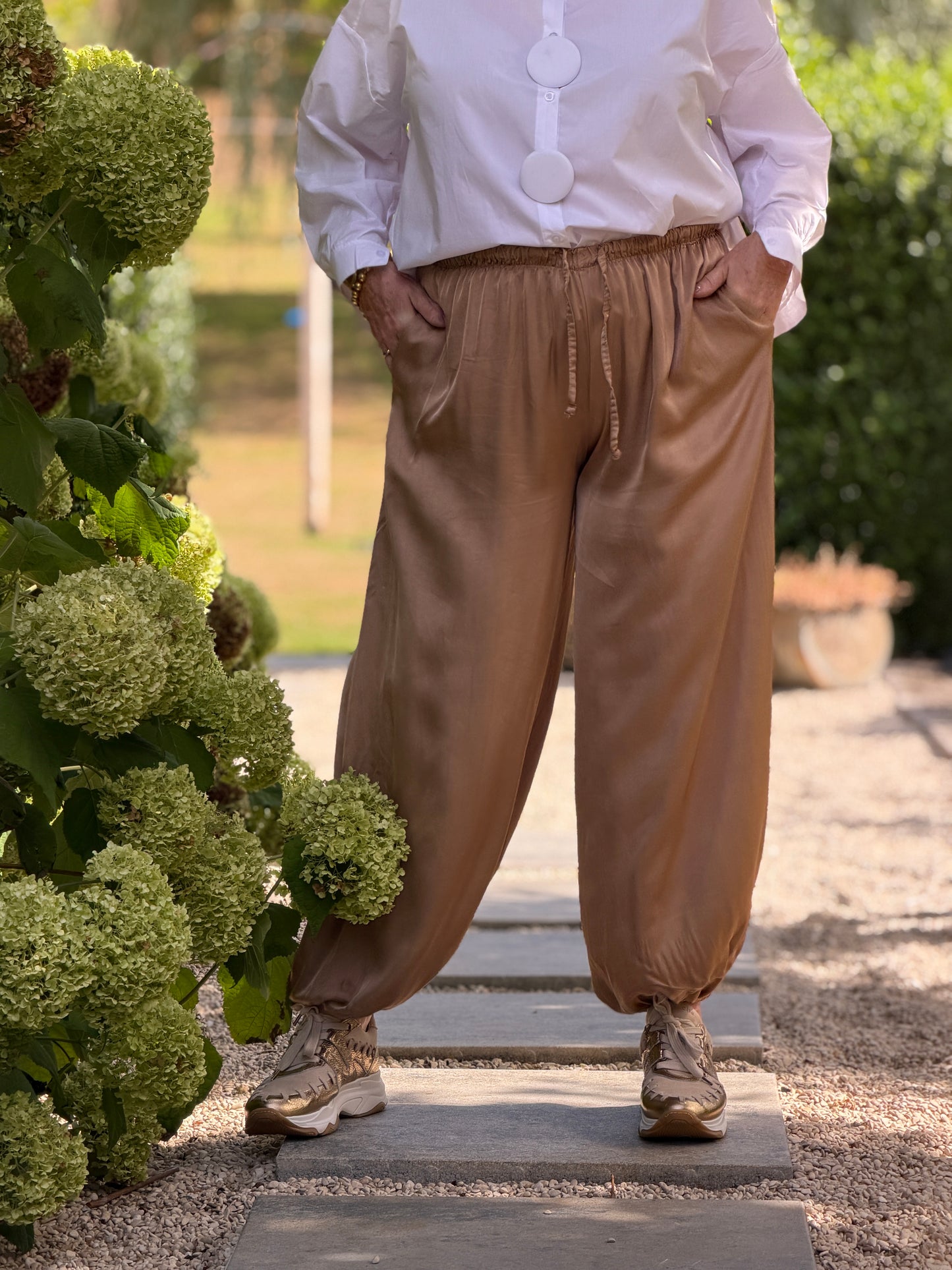SATIN BALLOON BROEK - CAMEL