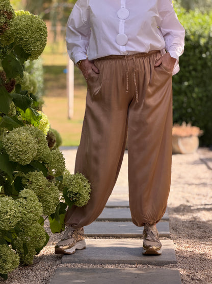 SATIN BALLOON BROEK - CAMEL