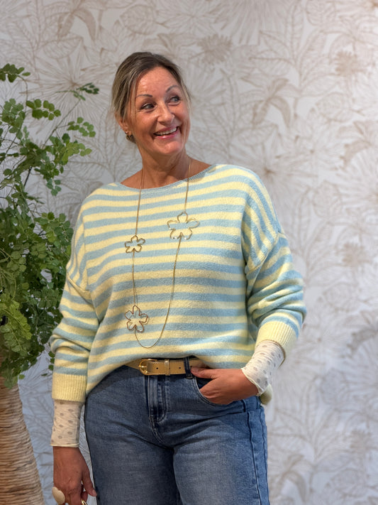 JADE Stripe Trui - Blauw