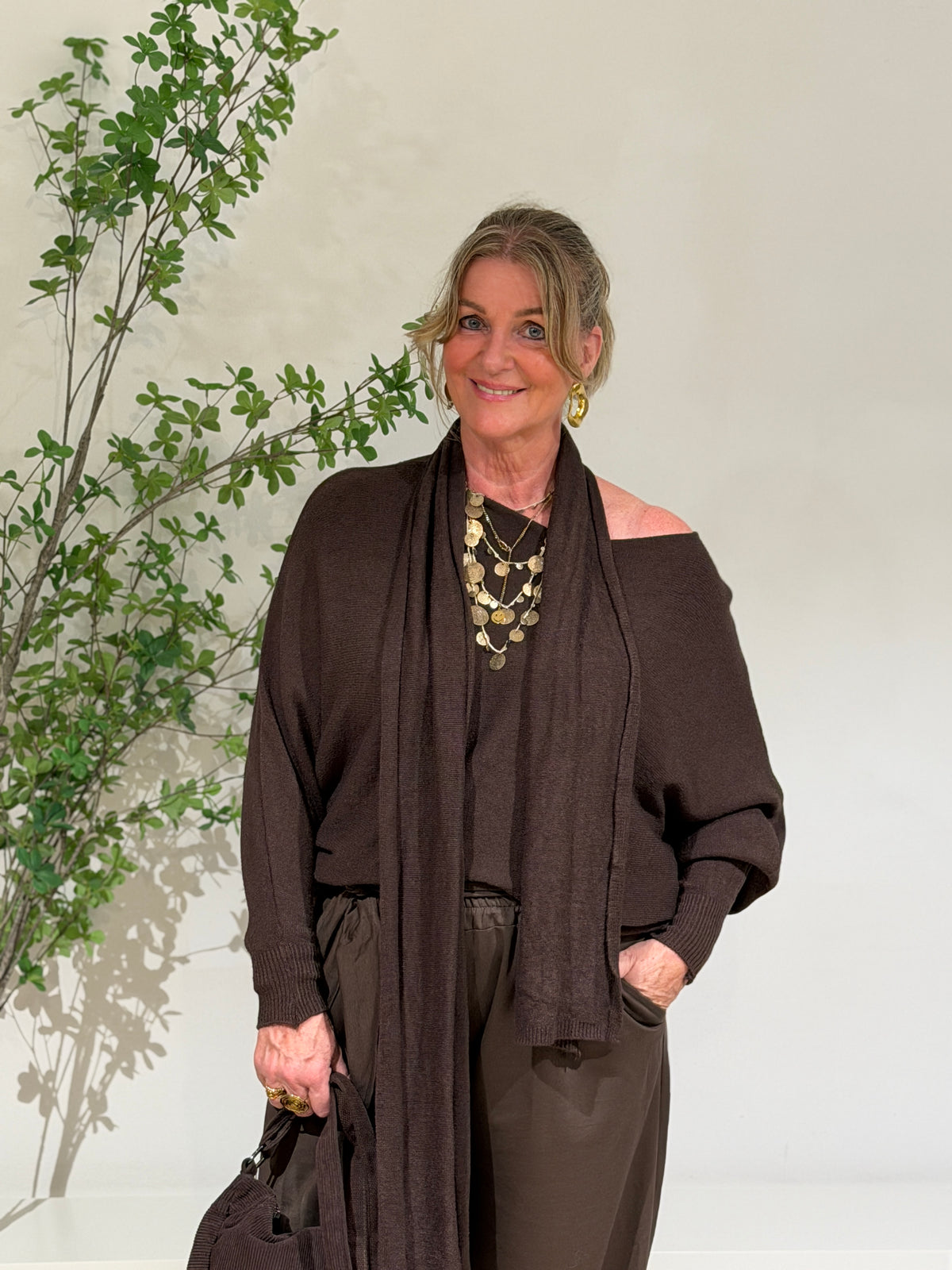 WENDY SWEATER+SJAAL - BRUIN