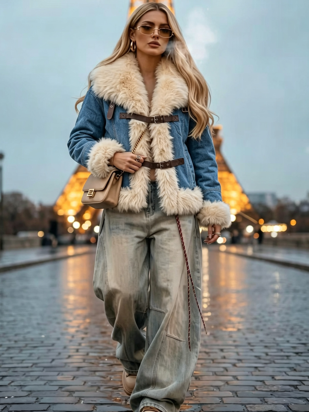 MILA FAUX FUR DENIM JACKET