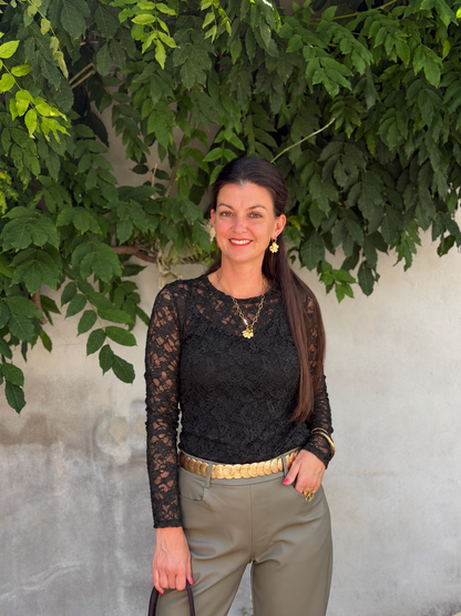 LACE LONGSLEEVE - ZWART