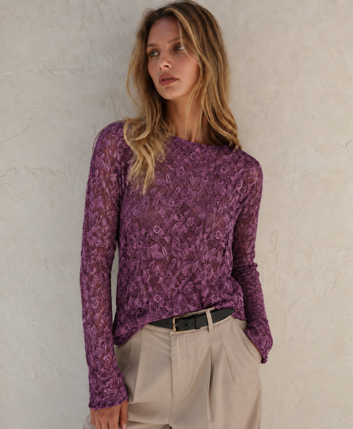 LACE LONGSLEEVE - BORDEAUX