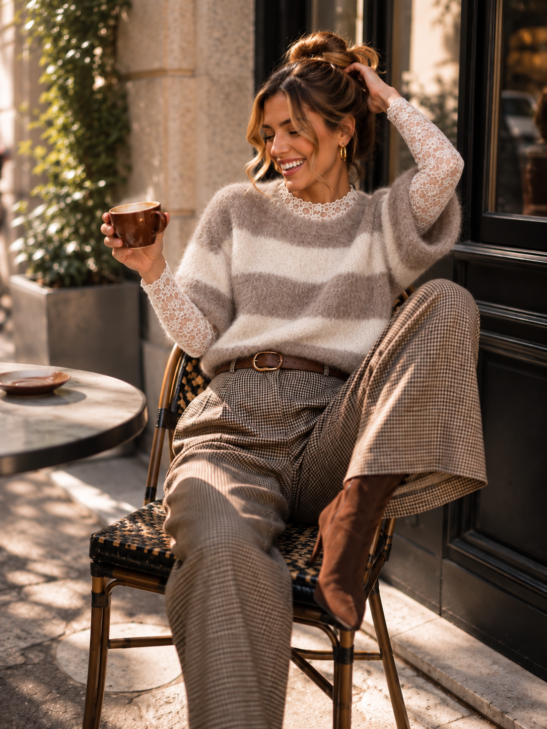 STRIPE TRUI - BEIGE