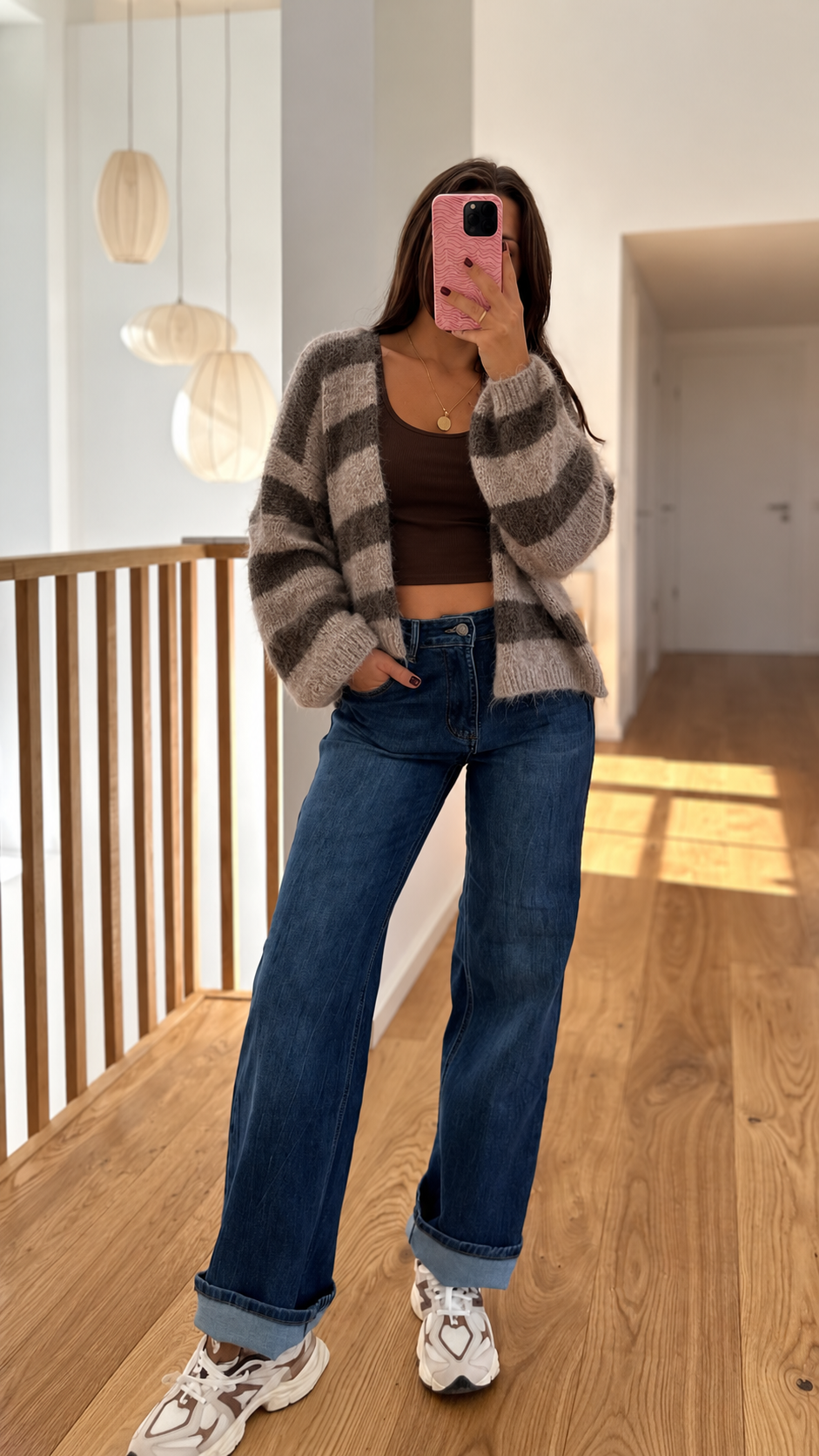 STRIPE VEST - TAUPE