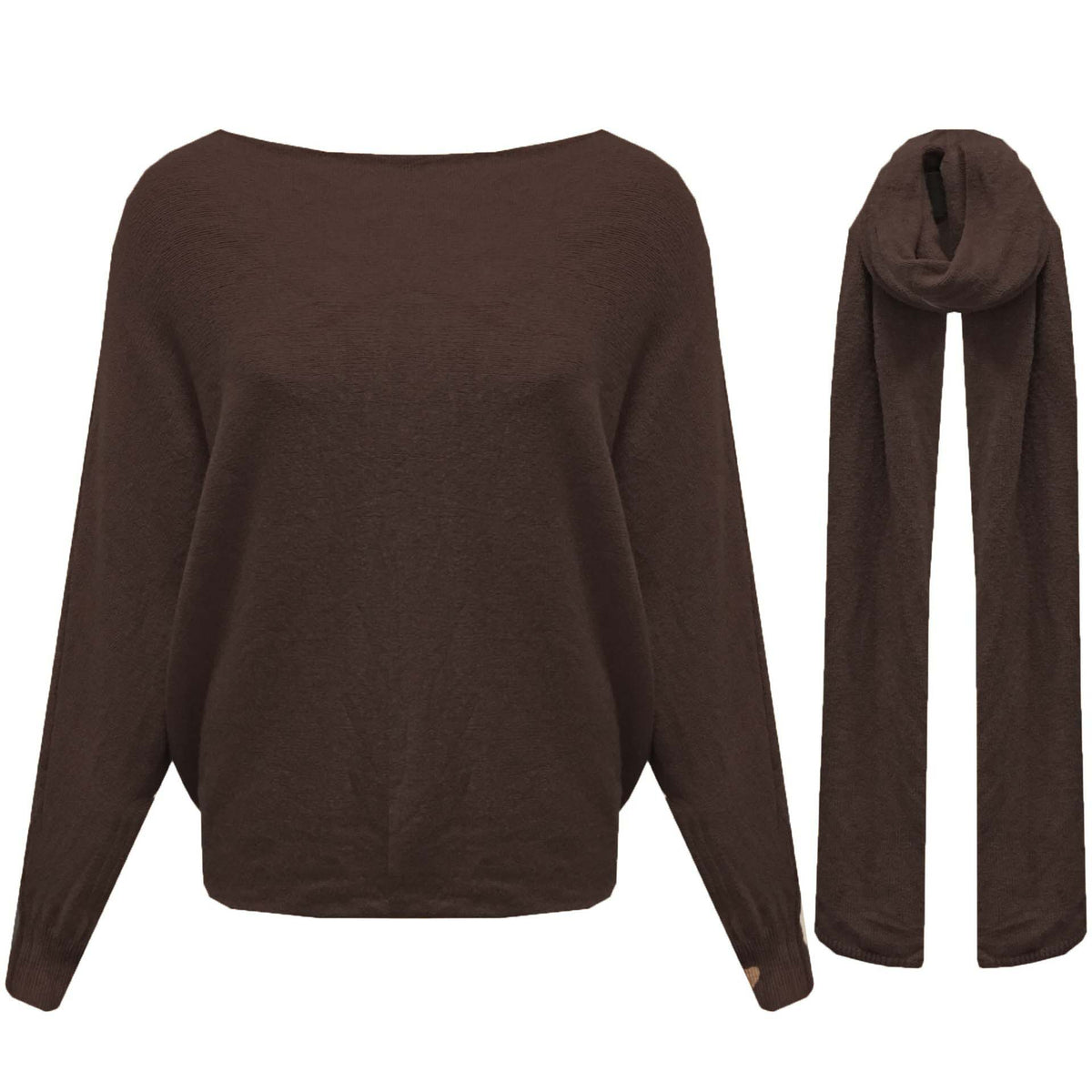 WENDY SWEATER+SJAAL - BRUIN