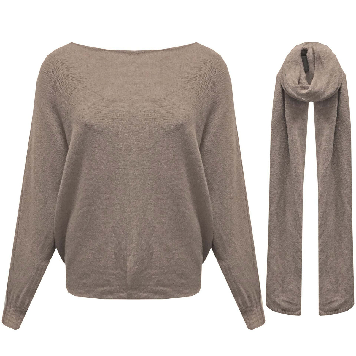 WENDY SWEATER+SJAAL - TAUPE