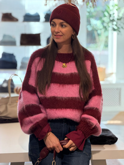 COZY STRIPE TRUI - Bordeaux PRE -ORDER