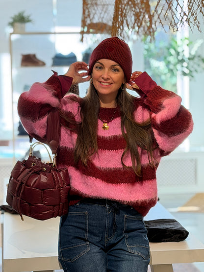COZY STRIPE TRUI - Bordeaux PRE -ORDER