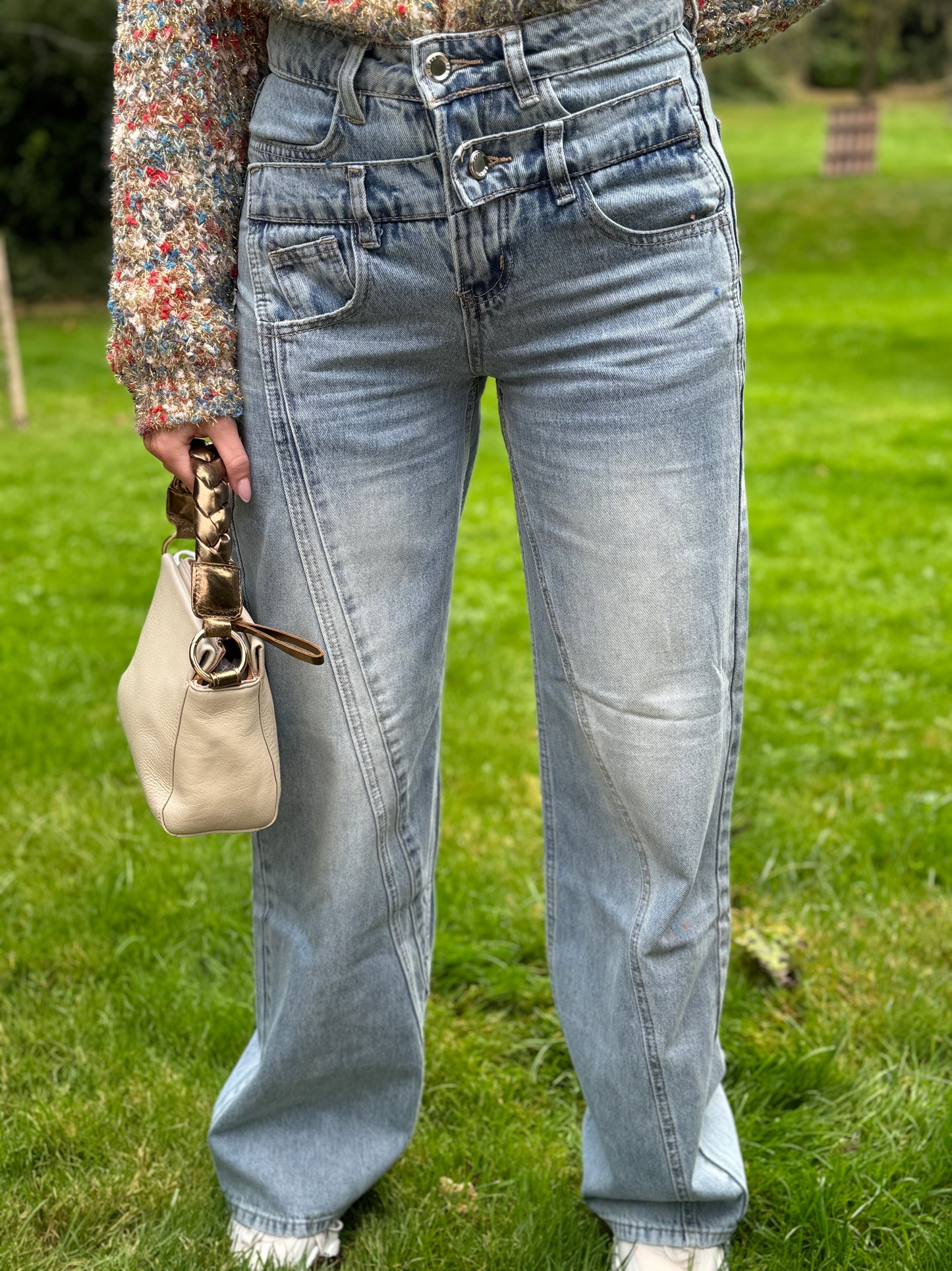 Jeans mit weitem Bein Sissy – Grau