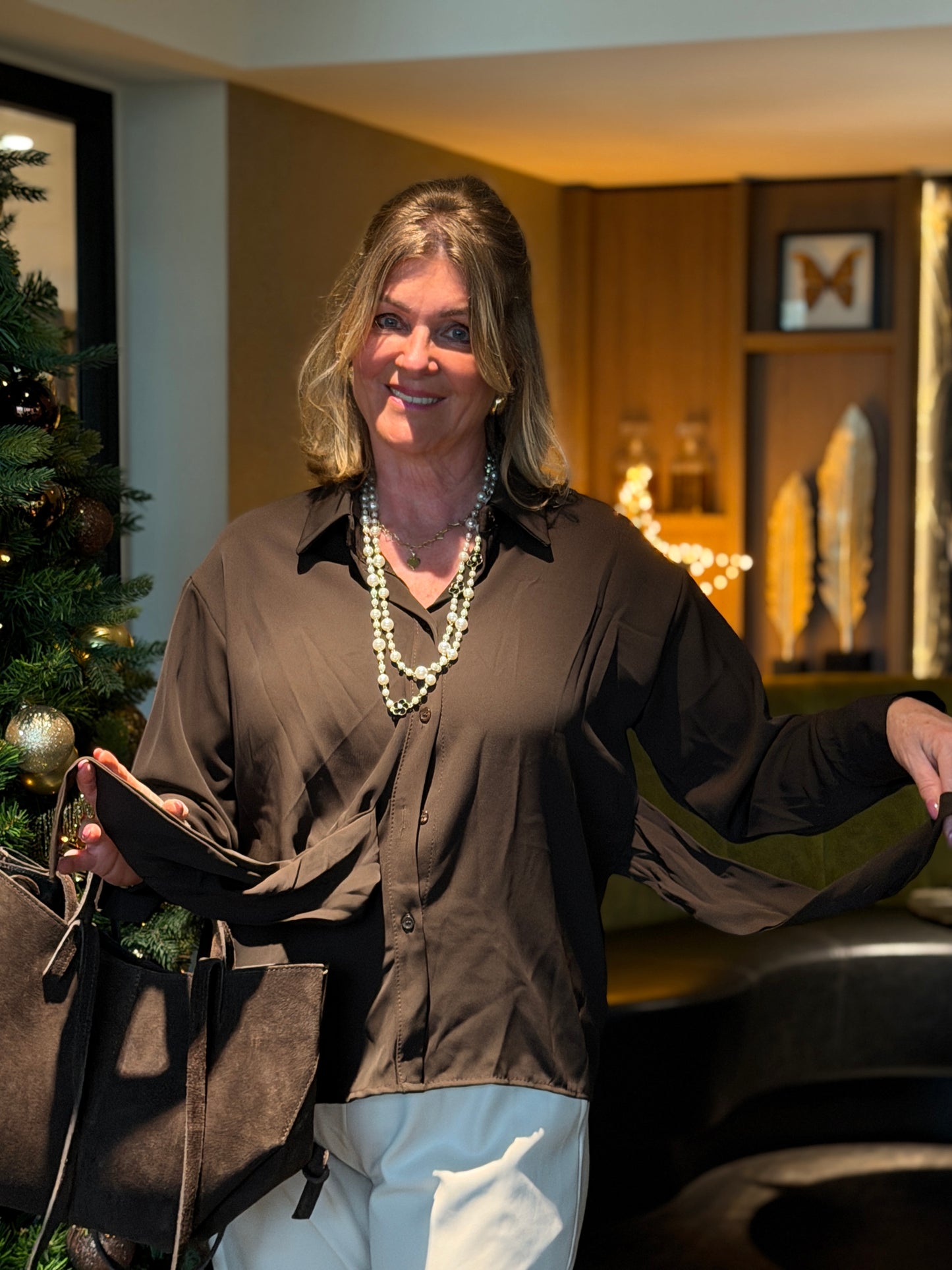 BELLA TIE Blouse - Bruin