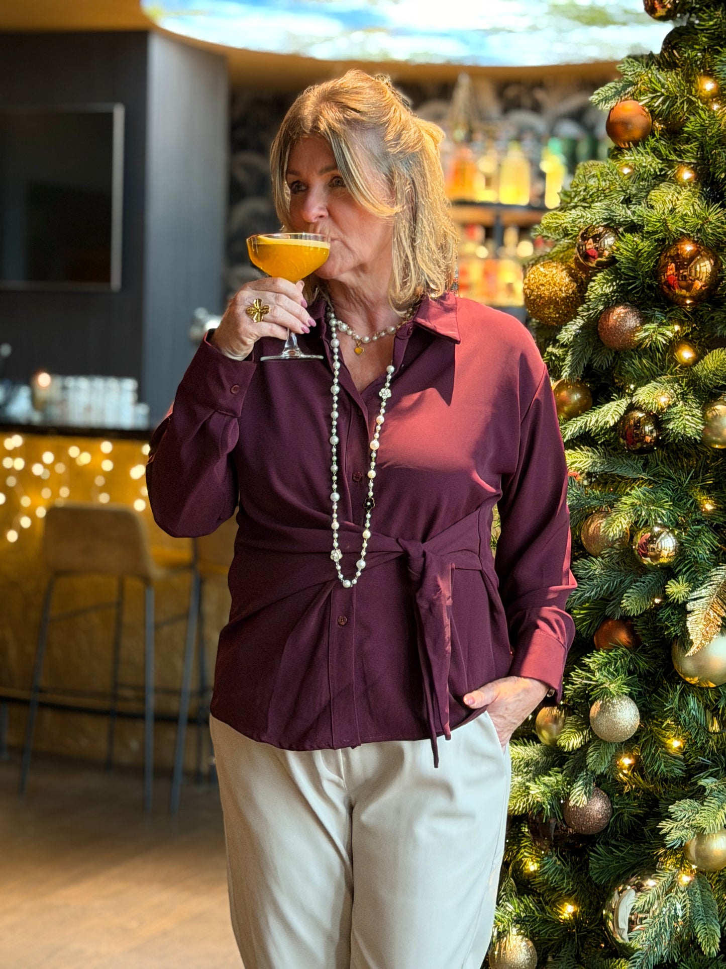 BELLA TIE Blouse - Bordeaux