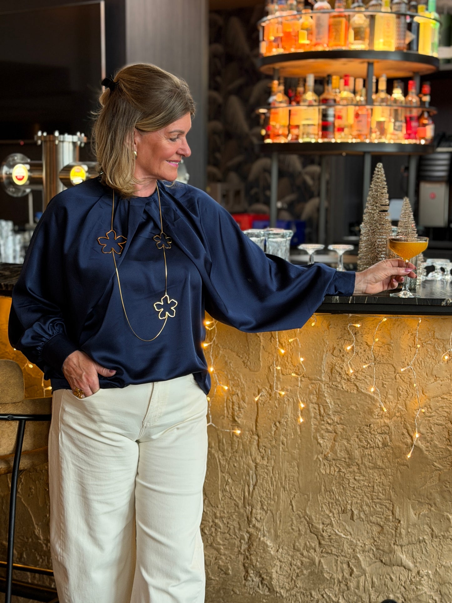 LOTTE Satin Blouse Blauw