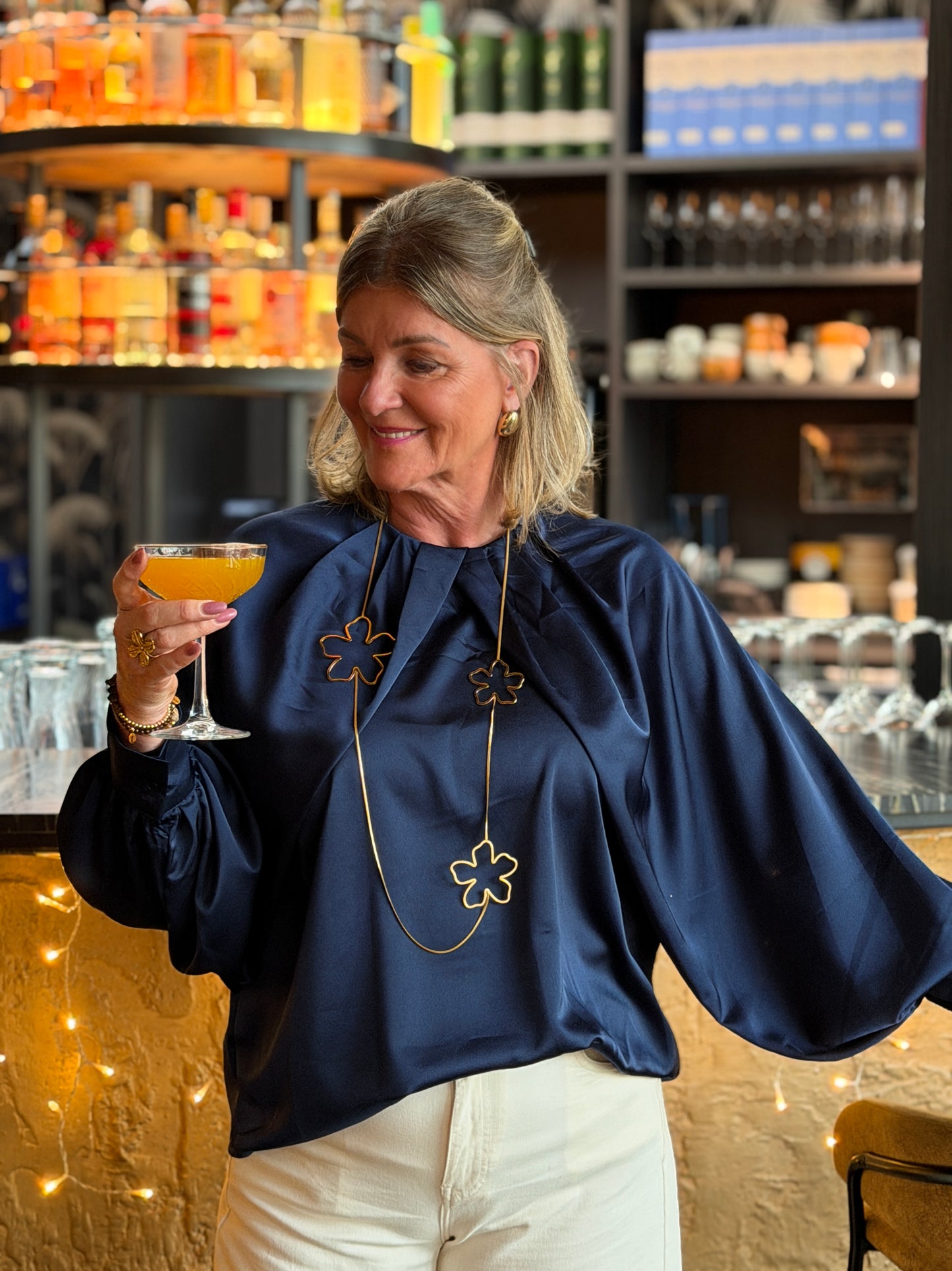 LOTTE Satin Blouse Blauw