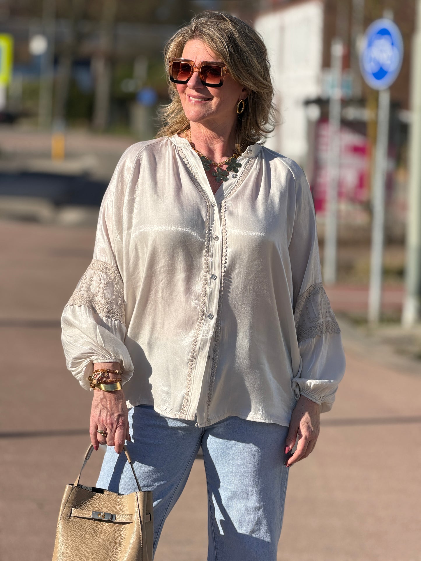 ESMÉ Satin Blouse - Beige