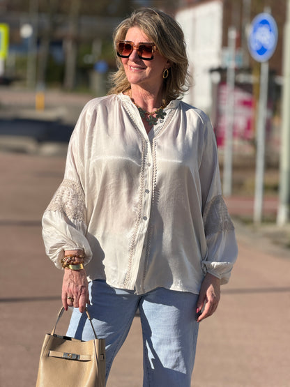 ESMÉ Satin Blouse - Beige