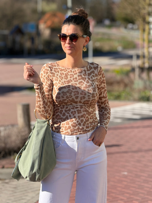 LEOPARD Mesh Top - Beige