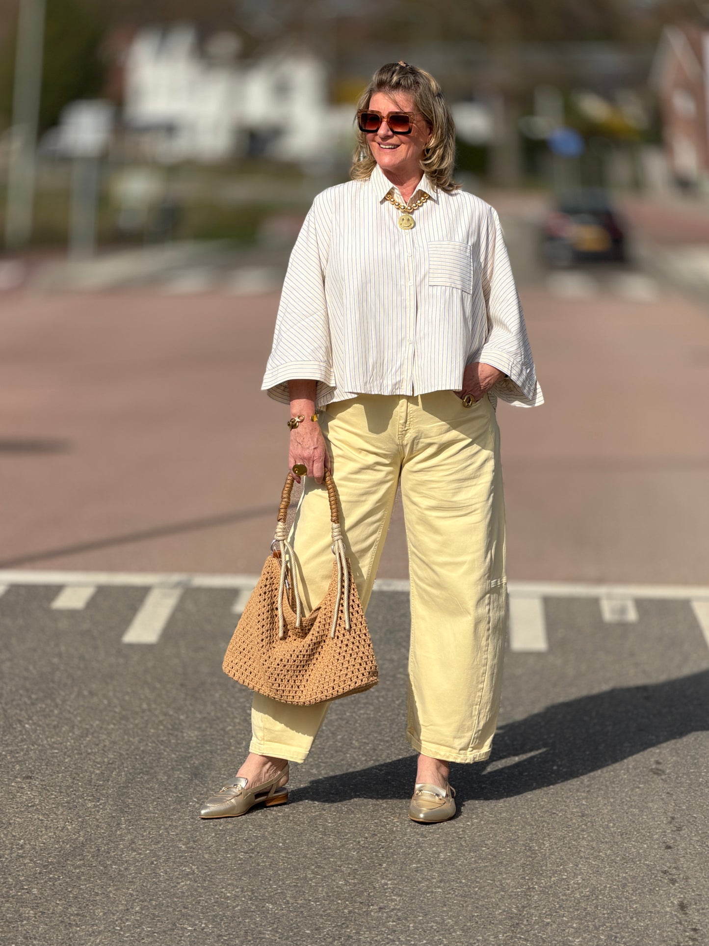 BACKY Blouse - Geel  Gestreept