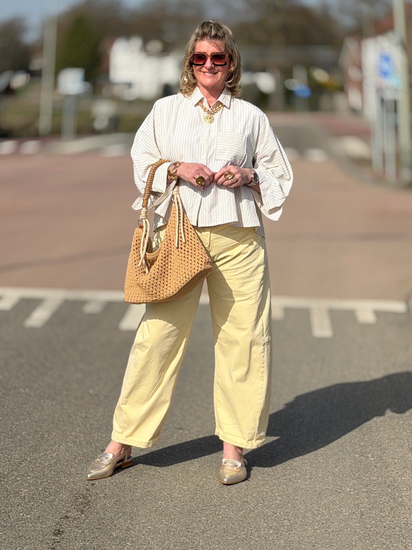 BACKY Blouse - Geel  Gestreept