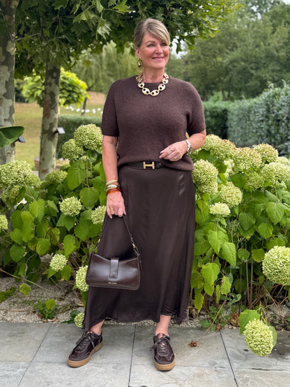 SATIN Rok - Bruin