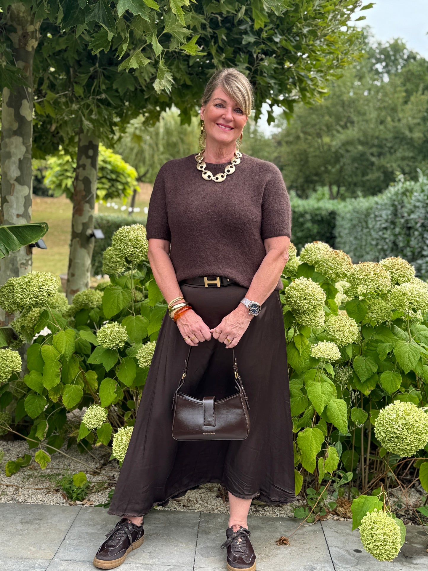 SATIN Rok - Bruin