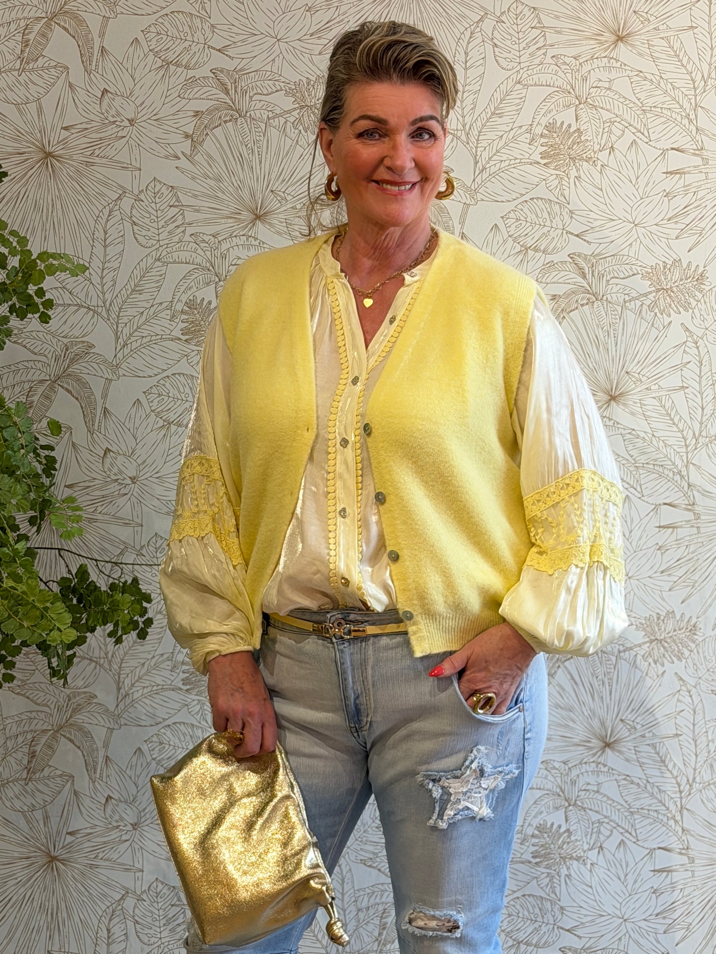 MAGLIA SPANCER - Geel