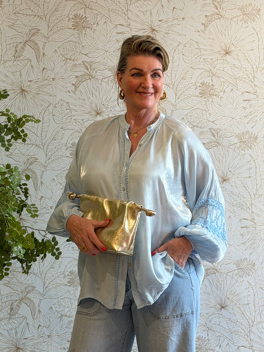 ESMÉ Satin Blouse - Blauw