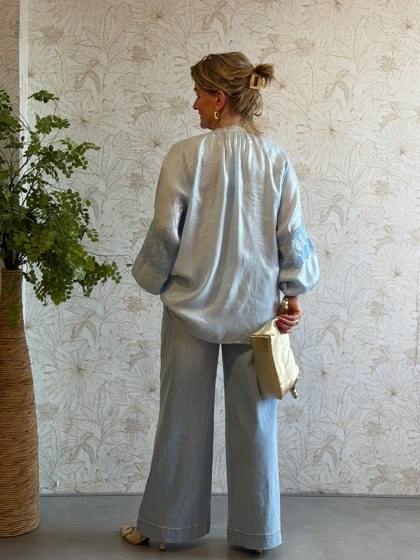 ESMÉ Satin Blouse - Blauw