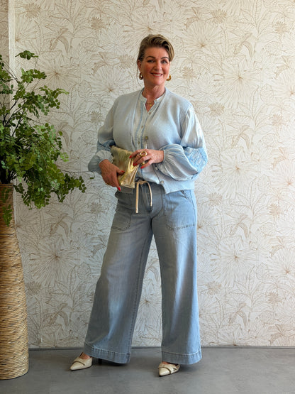 ESMÉ Satin Blouse - Blauw