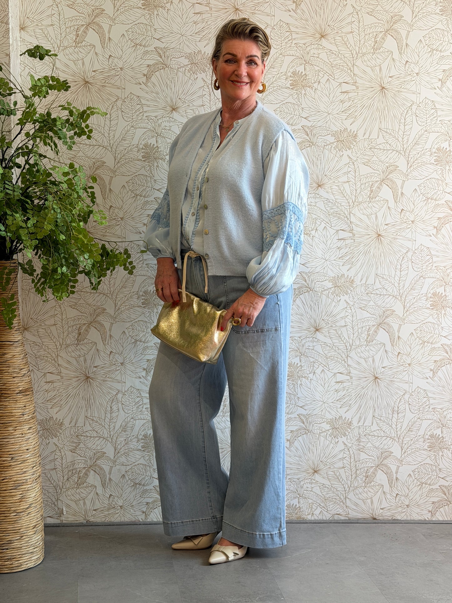 ESMÉ Satin Blouse - Blauw