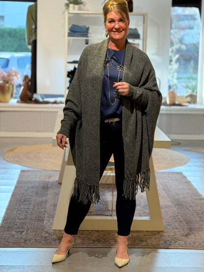 MILA Fringe Vest - Grijs