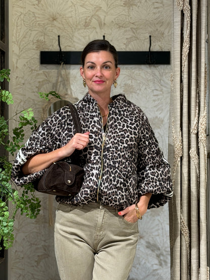 PUFFER JAS LEOPARD - BEIGE