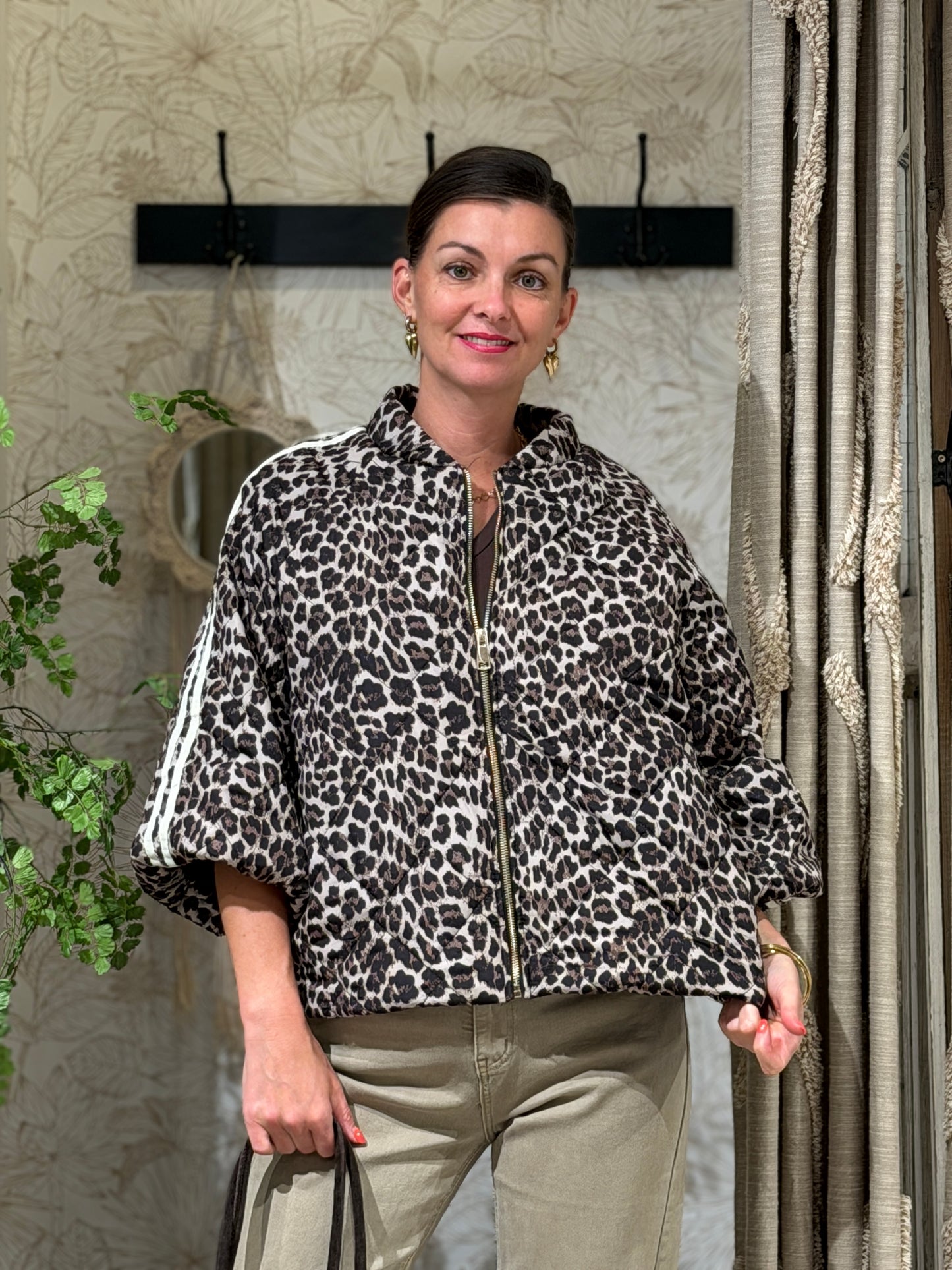 PUFFER JAS LEOPARD - BEIGE