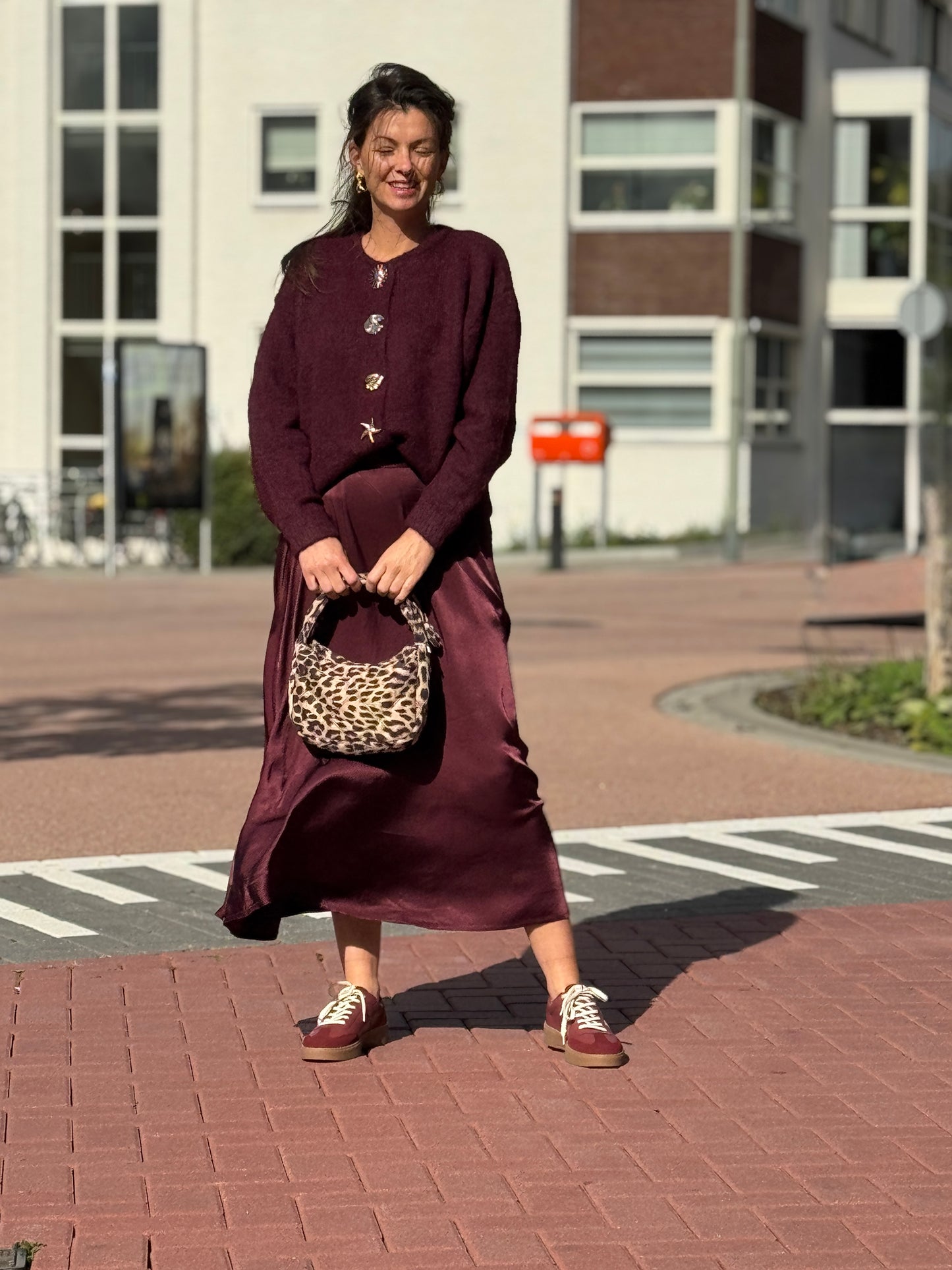SATIN Rok - Bordeaux