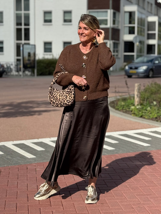 SATIN Rok - Bruin