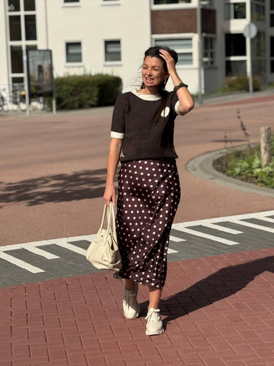 SATIN Dots Rok - Bruin